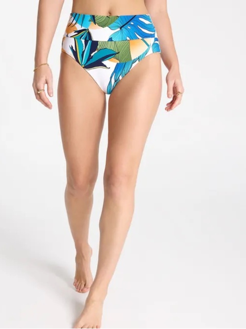 CALIA High-Waist Wide BandedTropical Print Bikini Bottom - NWT
